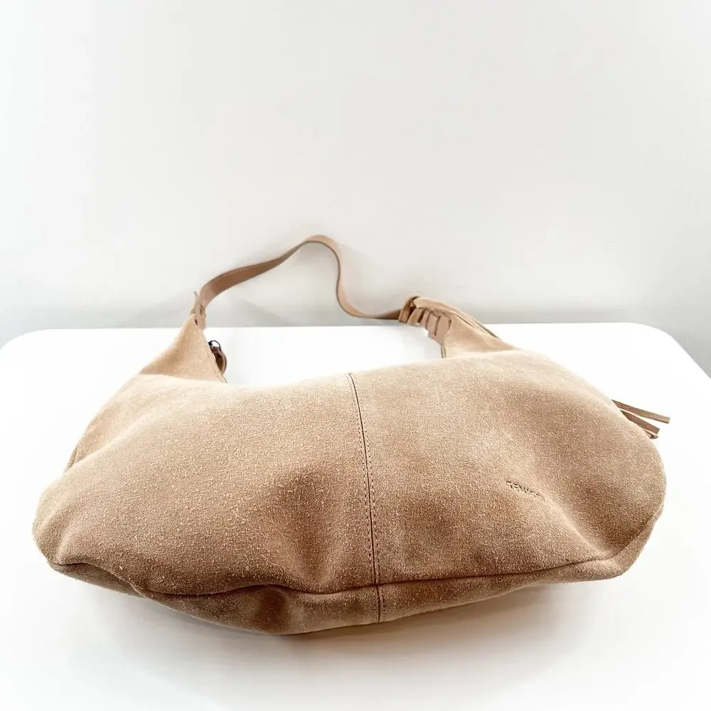 Genicci Leather Suede Shoulder Hobo Bag Purse Camel Tan Brown - Picture 5 of 10